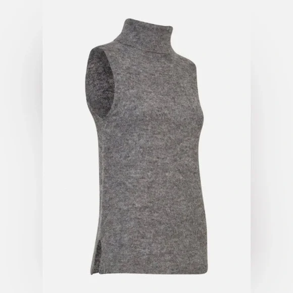 NWT MSCH Copenhagen Femme Alpaca Vest Grey Turtleneck Alpaca Wool Blend Size M/L - Picture 3 of 13